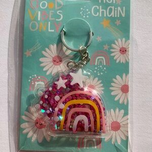 Rainbow Keychain with Glitter and Stars